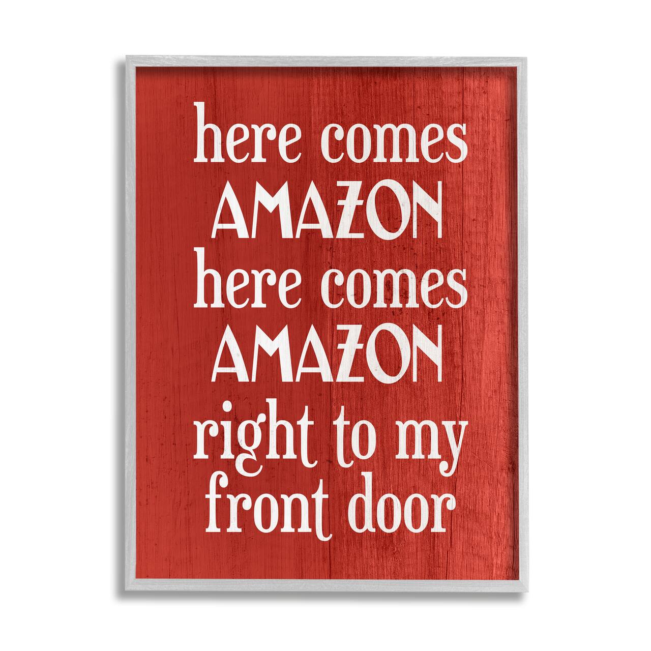 Stupell Industries Here Comes Amazon Funny Song Framed Giclee Art